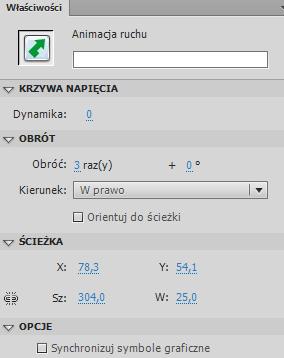 kluczowych właściwości można wyświetlać w obszarze Edytor ruchu (Rys. 18). Rys. 18: Edytor ruchu dla przykładowej animacji ruchu.