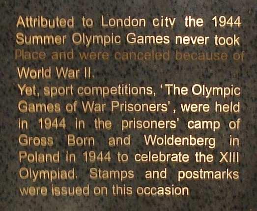 1944 POLAND. Non-celebrated Games. Attributed to London City the 1944 Summer Olympic Games never took place and were cancelled because of World War II.