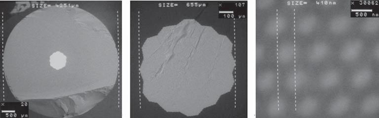 SEM micrographs of PG-2 (basic parameters: D 478 μm, P tota l 0,178 mm 2 ): (a) magnification 172x - general view, (b) magnification 5000x, (c) magnification over 30000x - diffusion is absent.