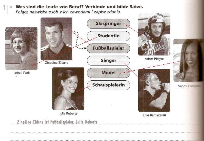 Zinadine Zidane ist Fußballspieler. Julia Roberts ist Schauspielerin. Isabell Fusli ist Studentin.