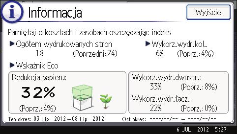 Korzystanie z ekranu panela operacyjnego 3. Informacja o materiałach eksploatacyjnych Można sprawdzić pozostałą ilość tonera.
