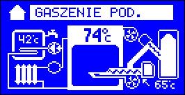 UWAGA! Alarm ten można skasować po obniżeniu się temperatury podajnika. Próba skasowania alarmu przed zakończeniem gaszenia wyłącza jedynie sygnalizację dźwiękową.