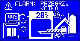 W przypadku, gdy do regulatora podłączony został temperaturowy detektor płomienia (CT 1/2 lub PT 1000), jego uszkodzenie spowoduje wywołanie odpowiedniego alarmu oraz przejście urządzenia w tryb