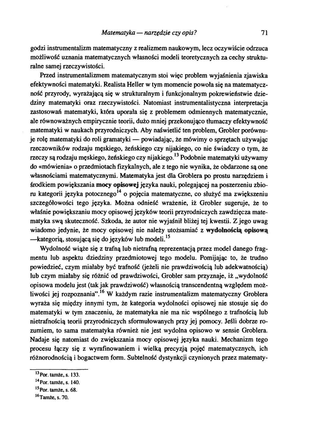 Matematyka narzędzie czy opis?