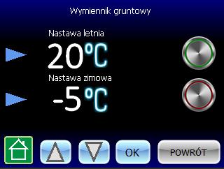 powietrza z czerpni jest niższa od nastawy. Przy pomocy przycisku zielonego wymuszamy otwarcie bypassu niezależnie od panujących warunków. 4.3.6.