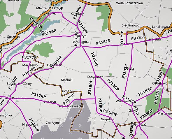 Rysunek 19 Sieć dróg powiatowych Gminy Wilczyn Źródło: http://www.zdp.konin.pl/sieci-drogowa/mapa-sieci-drogowej Sieć komunikacyjną uzupełniają drogi gminne oraz lokalne o długości 44,4 km.