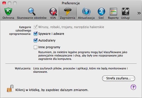 P O D R Ę C Z N I K U Ż Y T K O W N I K A W celu wybrania grup szkodliwego oprogramowania, przed którymi Kaspersky Anti-Virus będzie chronić Twój komputer: 1.