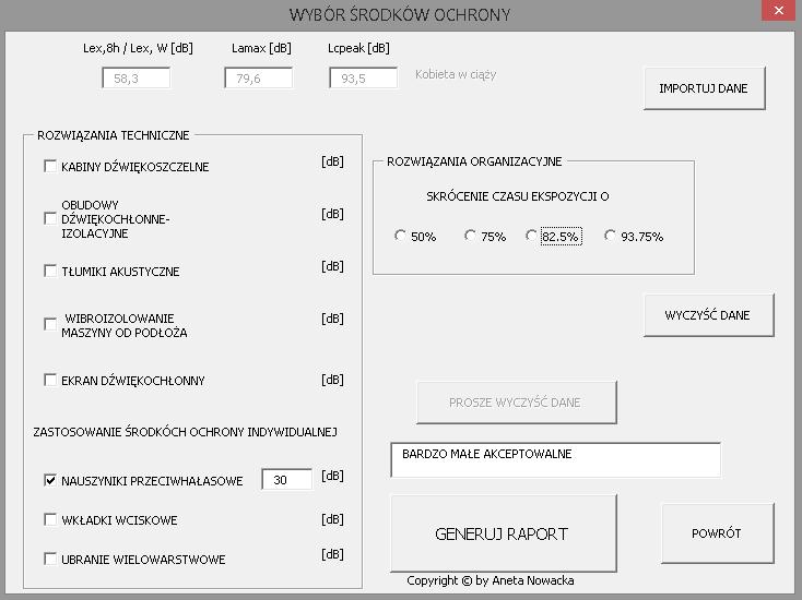 Projekt aplikacji wspomagającej ocenę ryzyka w narażeniu na hałas 11 formularza.