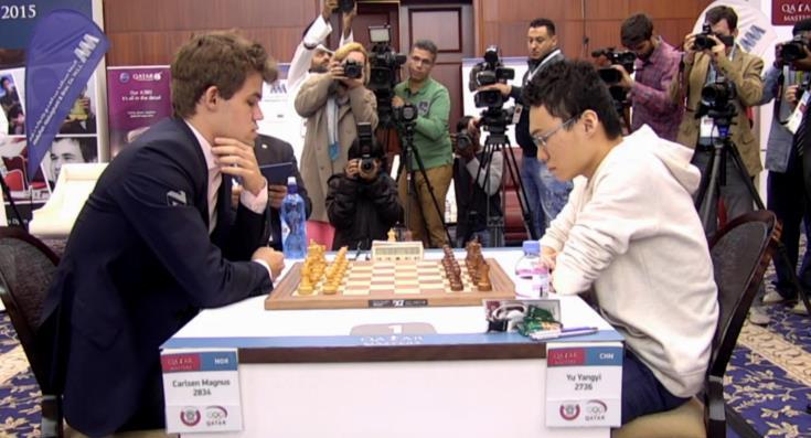 O godzinie 16,00 rozpoczął się mecz uzupełniający Carlsen Yu Yangyi. 39.