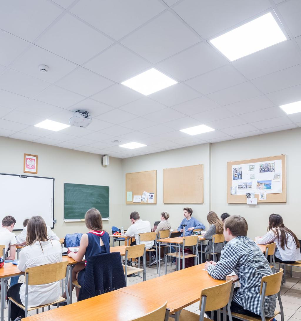 Czy wiesz, że... Dobrze dobrane oświetlenie ma korzystny wpływ na samopoczucie, koncentrację i efektywność uczenia się? Stosując nowoczesne źródła światła LED GO!