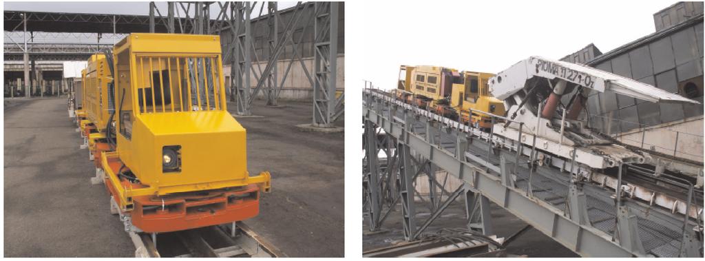 Solutions of diesel drives for use in underground workings of hard coal mine Research/Badania Fig. 7. PIOMA VACAT floor-mounted diesel railway [1] Rys. 7. Spalinowa kolej spągowa PIOMA VACAT [1] braking of transported assembly of high weight.