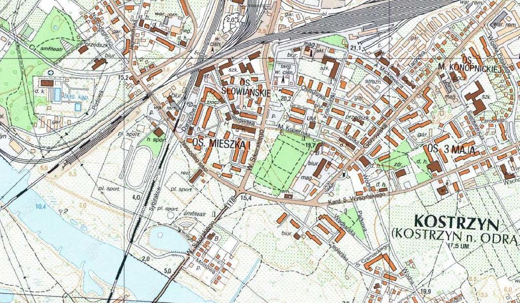 4. OPIS TERENU Dokumentowany obszar znajduje się w miejscowości Kostrzyn nad Odrą. Ulica Kościuszki będąca przedmiotem opracowania rozpoczyna się od skrzyżowania z ul.