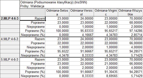 3.3 Analiza sieci neuronowych macierz pomyłek Po wygenerowaniu macierzy pomyłek, można stwierdzić, że optymalną siecią dla zbioru walidacyjnego była sieć nr 2.