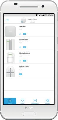 3 Apps Wszystko w twoich rękach Aplikacja Ajax Security System wirtualny punkt zarządzania systemem, który jest dostępny przez