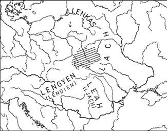 162 MICHAŁ PARCZEWSKI Ryc. 1. Rozmieszczenie etnonimu Polaków urobionego od Lędzian (Litwa, Ruś, Wołoszczyzna, Węgry) na tle przypuszczalnego zasięgu Lędzian w X w. (obszar zakreskowany). Abb. 1. Verbreitung der von den Lendzanen abgeleiteten Bezeichnung der Polen (Litauen, Rus`, Walachei, Ungarn) mit den vermutlichen Sitzen der Lendzanen im 10.