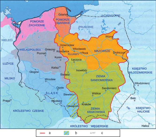 178 MARCIN WOŁOSZYN Ryc. 1. Polska w czasach Kazimierza II Sprawiedliwego i Leszka Białego (wg Wyrozumski 1999, ryc.