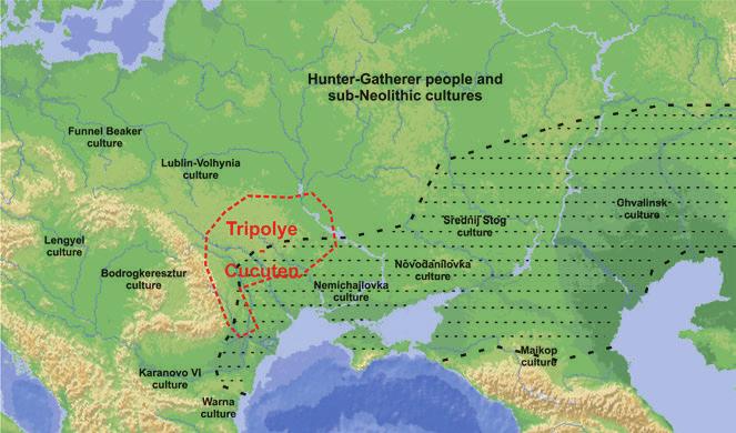 NA GRANICACH WIELKIEGO EURAZJATYCKIEGO STEPU... IN DEN RANDBEREICHEN DER EURASISCHEN STEPPE... 85 Ryc. 3. Kultury archeologiczne z pierwszej połowy IV tys. BC w Europie Środkowej i Środkowowschodniej.