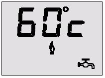 Temperatura ciepłej wody użytkowej w zasobniku wyrażona C. Przykład: 60 C Palnik włączony.