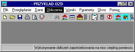 pomieszczeniach kolejnym krokiem jest wykonanie obliczeń W tym celu należy wywołać polecenie Obliczenia 96 Wybór polecenia Obliczenia Jeśli dane zostały wprowadzone w sposób nieprawidłowy lub w