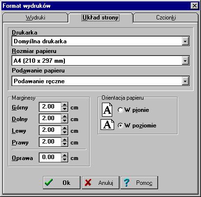 Aquatherm Polska OZC 30 sortowania tabeli 61 według wybranego klucza Polecenie Drukuj 92, polecenie Podgląd wydruku 92, dialog Format wydruku 159 101132Format wydruków / Układ strony - karta Karta