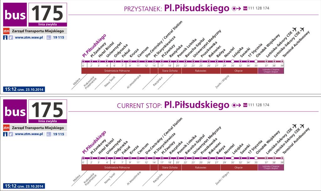 2.3.10.1. wyświetlacz powinien prezentować naprzemiennie komunikaty PRZYSTANEK: oraz NASTĘPNY PRZYSTANEK: w wersjach dwujęzycznych, tj.