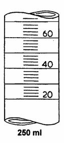 20. Położenie i oznaczenie liczbowe kresek podziałki cylindrów przedstawiają rysunki: a) b) c) d) e) f) g) h) i) a) cylinder o