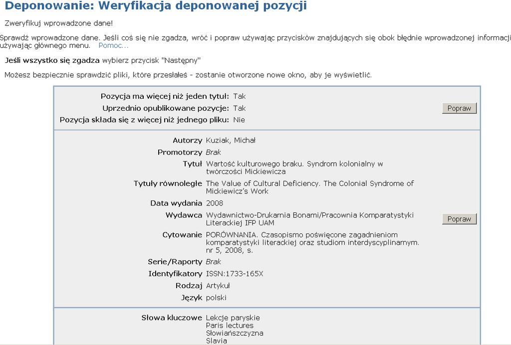 2. Proces deponowania prac