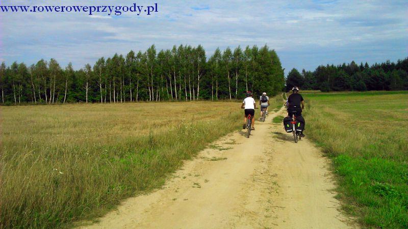 skręcić w drogę polną, odchodzącą w lewą stronę, oddali lasu (zdjęcie nr 21). która doprowadzi nad do widocznego w Zdjęcie nr 21 Droga polna, prowadząca do Zawadówki.