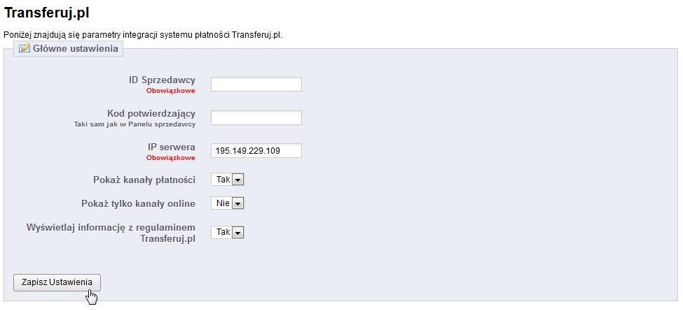 9. Teraz przejdź do zakładki Moduły Płatność i przypisz do Transferuj.