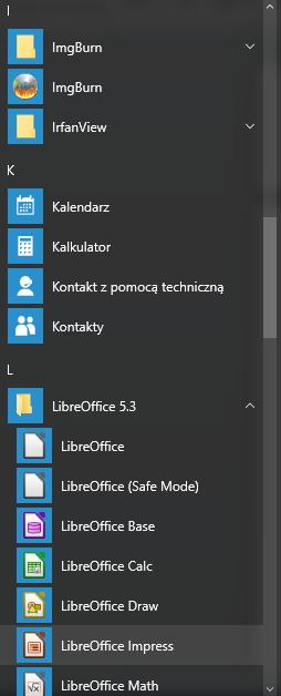 Uruchomienie programu Aby uruchomić do tworzenia prezentacji należy: [1/24] Impress 1.