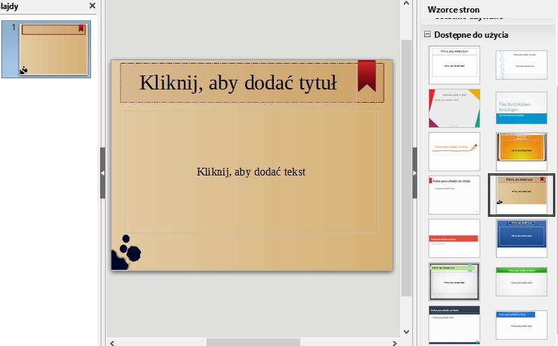 [4/24] Impress 1. Kliknąć prawym klawiszem myszy na tym wzorcu 2. W wyświetlonym menu podręcznym kliknąć polecenie Zastosuj do wszystkich. 1 2 Rysunek 6.