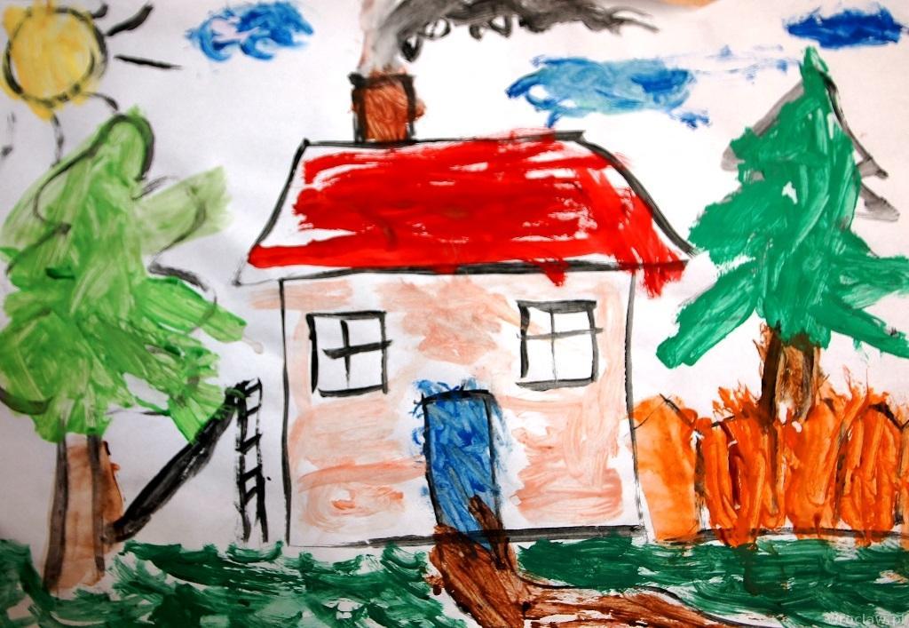 Maluję wielki dom sł. i muz. K. Gowik Maluję wielki dom. Ściany ma, okna ma, dach czerwony. A przed domem koty dwa, a w ogródku: mama i ja! Ref.: Serduszka biją nam jak żywe: puk, puk, puk, puk.