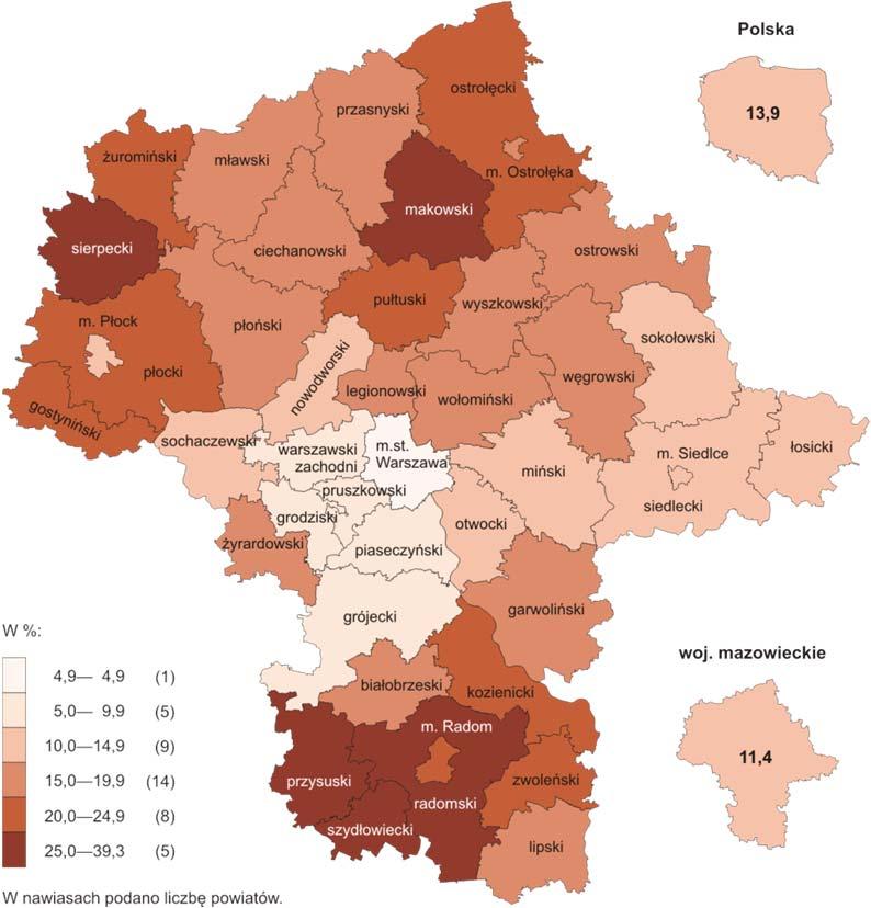 Stopa bezrobocia rejestrowanego w końcu lutego br. wyniosła 11,4% i była (po notowanej w województwie wielkopolskim 10,0%) najniższa w kraju.