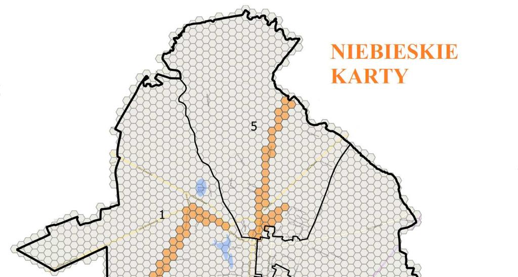 Rysunek 5. Zakres przestrzenny obszaru o największej ilości przyznawanych "Niebieskich kart". Źródło: Opracowanie Grupa CDE Sp. z o.o. 2.1.