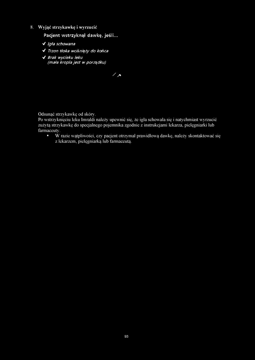 Po wstrzyknięciu leku Imraldi należy upewnić się, że igła