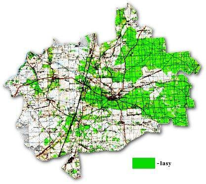 Powierzchnia: 16 745 ha, w tym: lasy - 39%, użytki rolne 55% Drogi