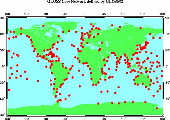 GLOSS GLOBAL SEA LEVEL OBSERVING SYSTEM Spośród ponad 1700 wszystkich stacji mareograficznych ok. 290 tych stacji tworzy Global Core Network (GCN).