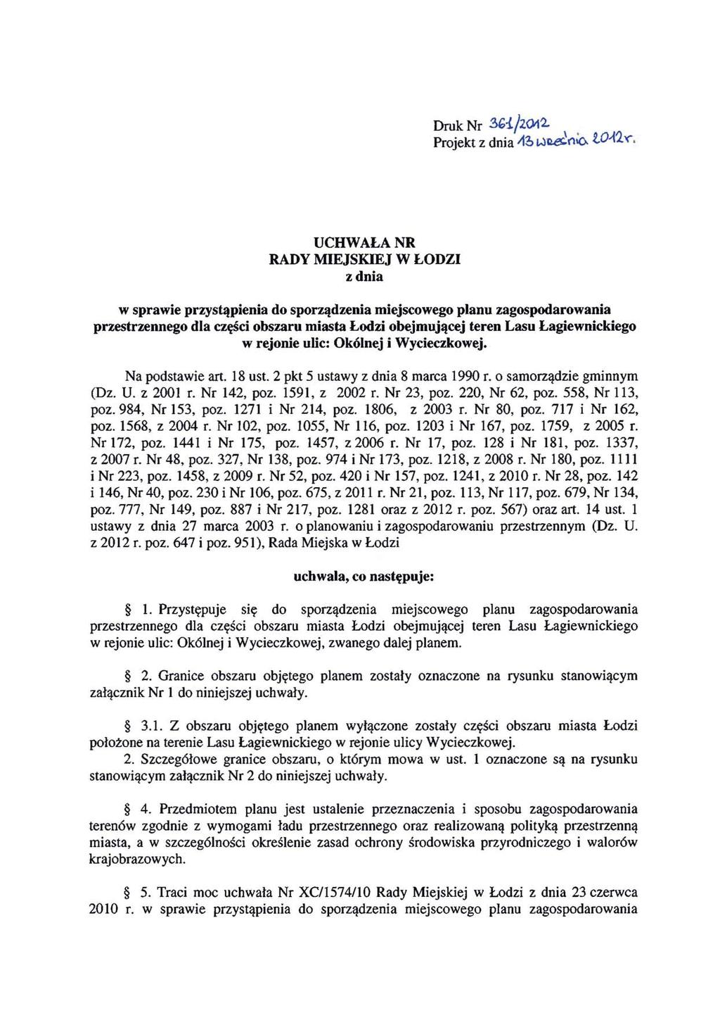 Oruk Nr 3G-i/ZOt12- Projekt z dnia 110 W~(lio. to-i2~.