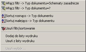 Wizualizacja listy BD W bazie technicznej projektu można wyjaśniać kilka linii lub całą zawartość zestawienia, kopiować je używając do tego klawiszy CRTL+C i wklejać je do innego programu Windows,