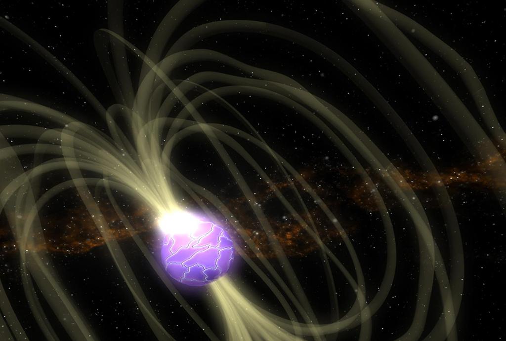 Magnetary animacja Błysk promieniowania gamma pojawia się, gdy powierzchnia
