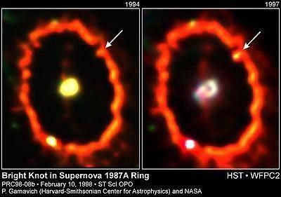 Supernowe II typu W lutym 1987 odkryto najjaśniejszą supernową od 500 lat SN1987A (leżącą w Wielkim Obłoku Magellana). 167000 lat temu gwiazda po kolapsie jądra eksplodowała w ciągu kilku sekund.