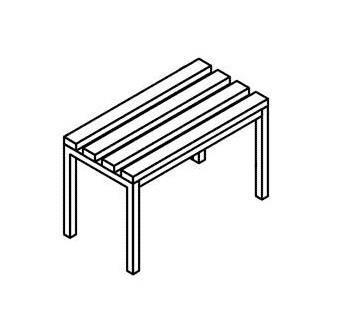 Łs1- ławka szatniowa - Ławka o wymiarach 60x40x40cm (+/- 10%), - wykonana z profilu zamkniętego, - siedzisko tworzą listwy drewniane pokryte lakierem bezbarwnym, - gwarancja 5 lat.