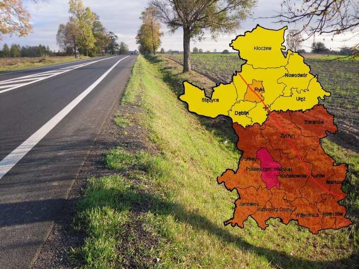 Planowane przedsięwzięcie jest w całości zlokalizowane: na terenie województwa lubelskiego, w powiatach: ryckim (gminy: Ryki, Ułęż, miasto Ryki) i puławskim (gminy: Żyrzyn i Końskowola).