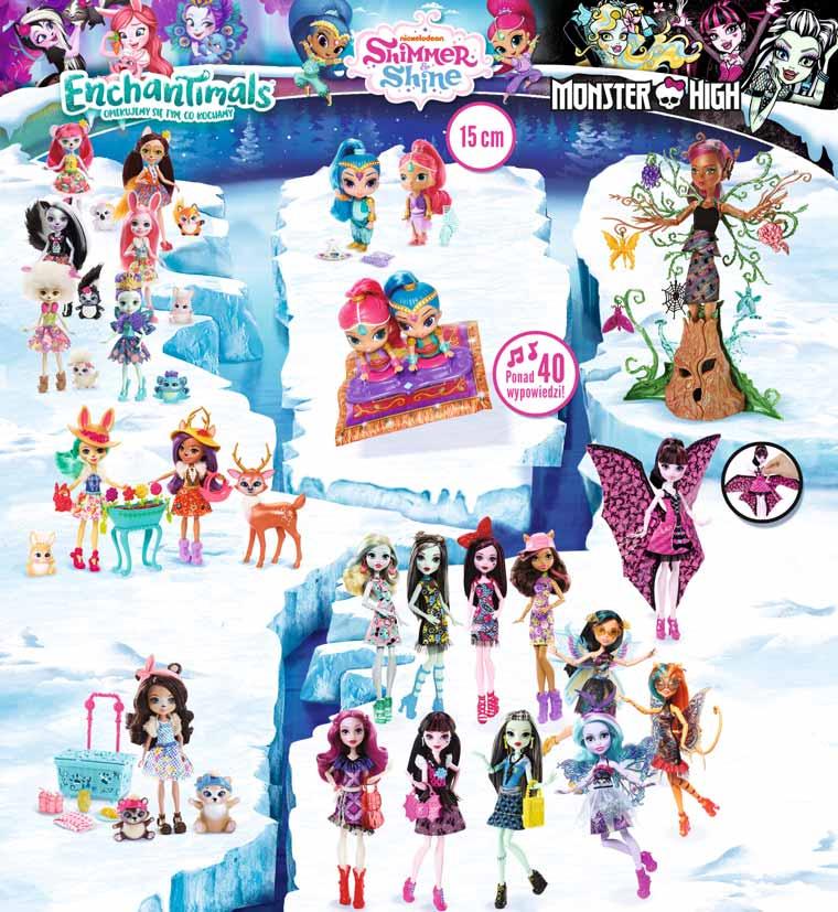 Lalka + zwierzątko ENCHANTIMALS 32 39 Lalka podstawowa SHIMMER & SHINE 54 69 Lalka MONSTER HIGH TREESA LEŚNA NIMFA 27,80 zł x 5 rat 0% 139 179 Magiczny dywan z dźwiękami SHIMMER & SHINE 21,90 zł x 10