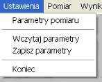 gów, w których zapisywane są dane. Widać także nazwę ostatnio zmierzonych / wczytanych wyników pomiarów, które program zapamiętał.