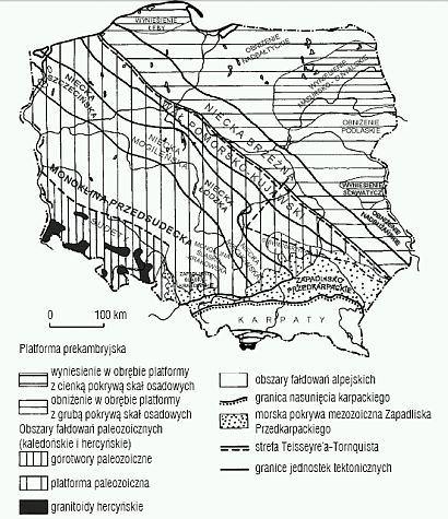 czerwonym spągowcu, karbonie, dewonie i kambrze. A) B) Rys.