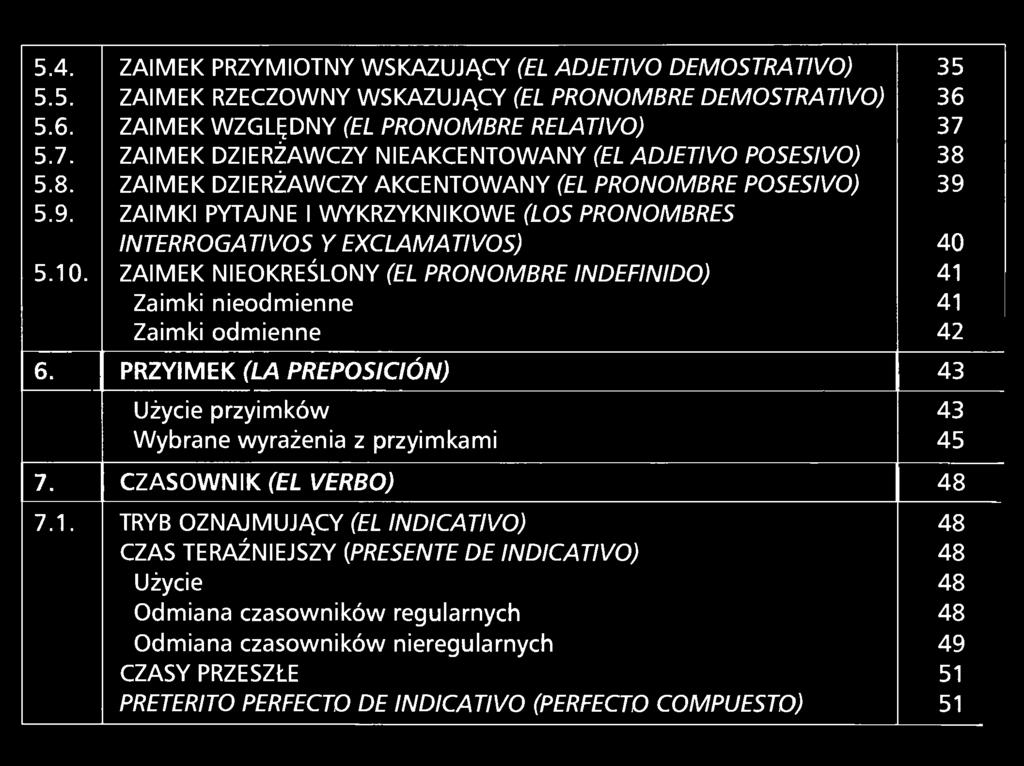 5.4. ZAIMEK PRZYMIOTNY WSKAZUJĄCY (EL ADJETIVO DEMOSTRATIVO) 35 5.5. ZAIMEK RZECZOWNY WSKAZUJĄCY (EL PRONOMBRE DEMOSTRATIVO) 36 5.6. ZAIMEK WZGLĘDNY (EL PRONOMBRE RELATIVO) 37 