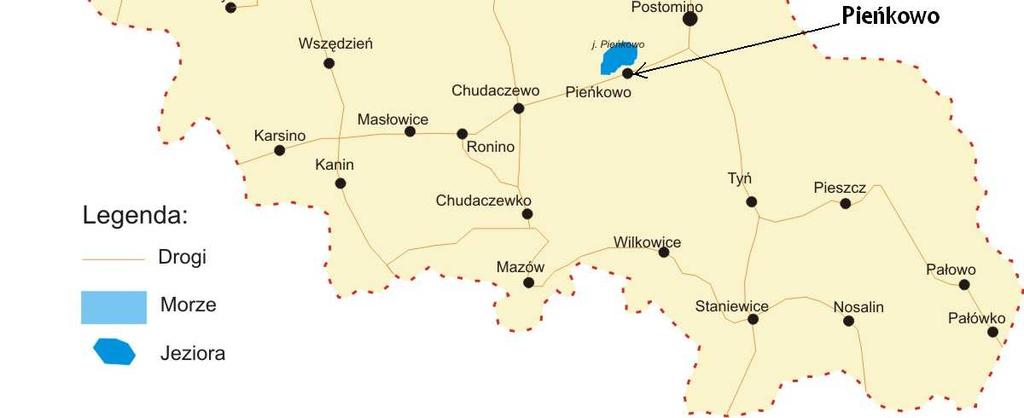 Miejscowość jest połoŝona 15 km na północ od Sławna, 20 km na wschód od Darłowa, 25 km na zachód od