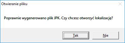 zapisany został plik JPK. Po wygenerowaniu pliku JPK, zalecane jest sprawdzenie statusu danych w pliku Excel.