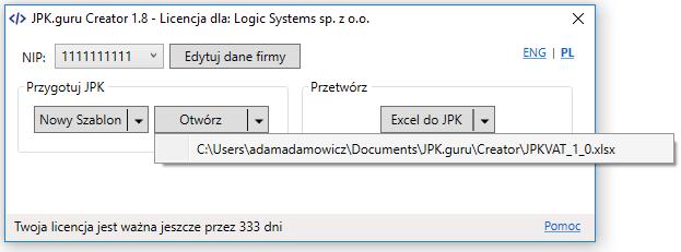 W pliku Excel przechodzimy do zakładki Walidacja, gdzie sprawdzamy